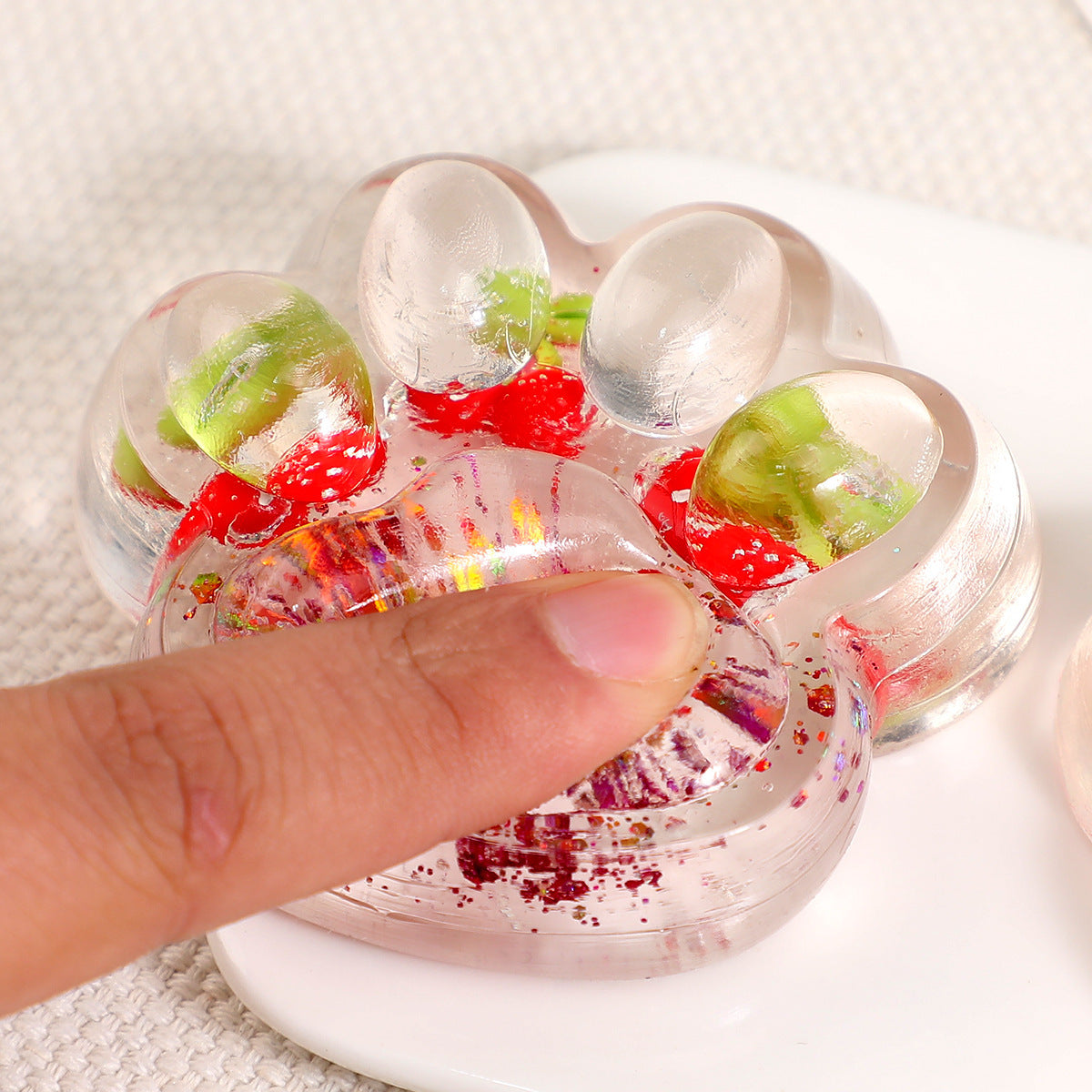 Decompression Cute Cat Paw Ice Cube Compressable Musical Toy